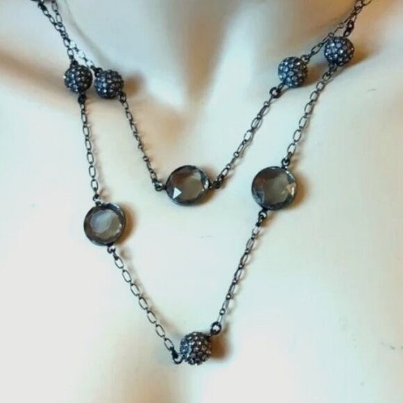 LIA SOPHIA "Jody" Cut Crystal / Smoky Hematite Necklace NIB / Retired - Picture 7 of 8